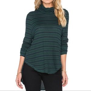 Free People Striped Cowlneck Thermal Top Sz S EUC